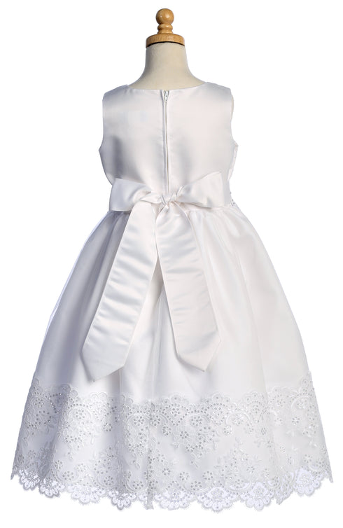 Girls Sequin Cordered Embroidered Tulle Overlay Communion Plus Size Dress 8.5-20.5